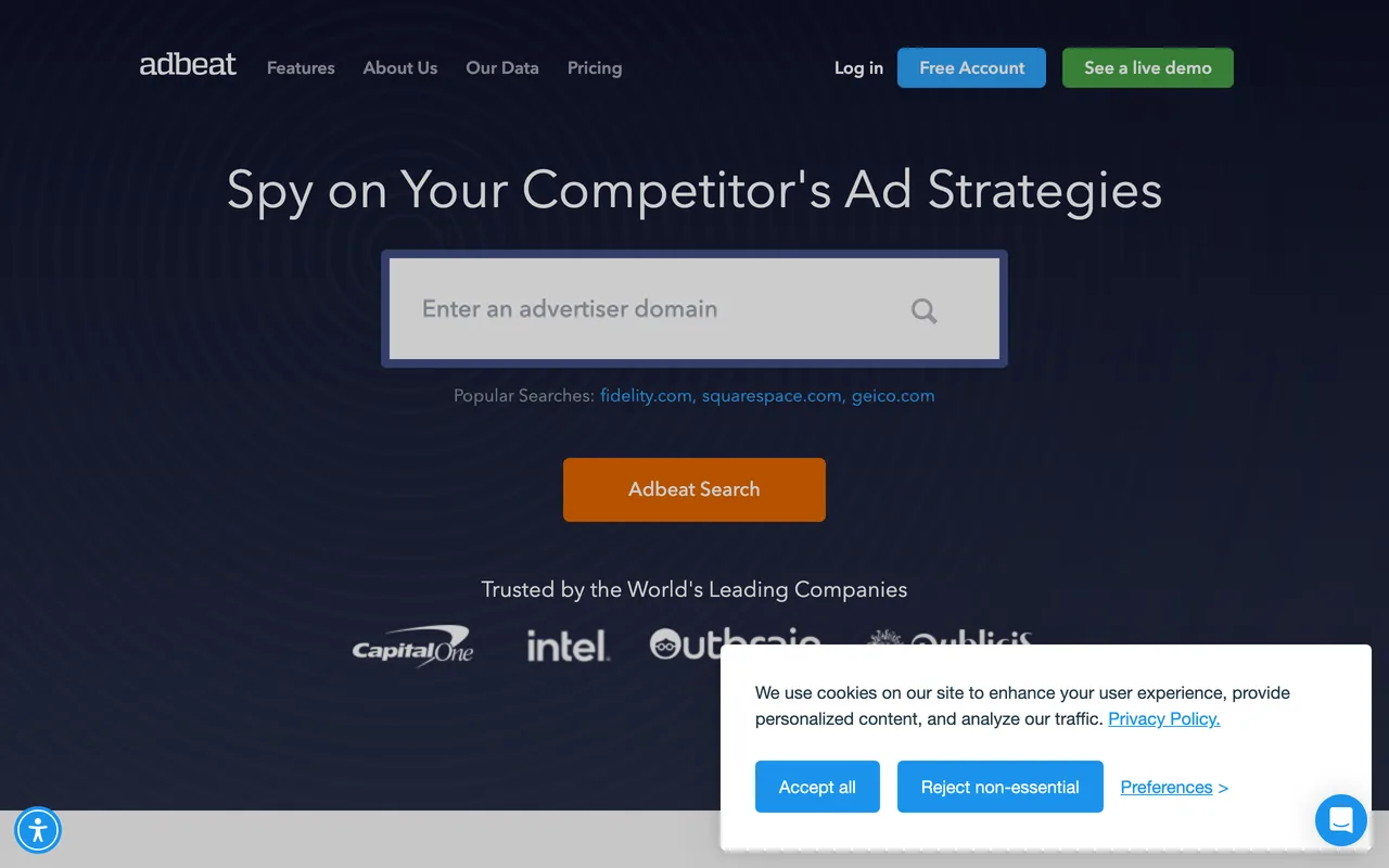 Adbeat homepage, display and programmatic ad intelligence