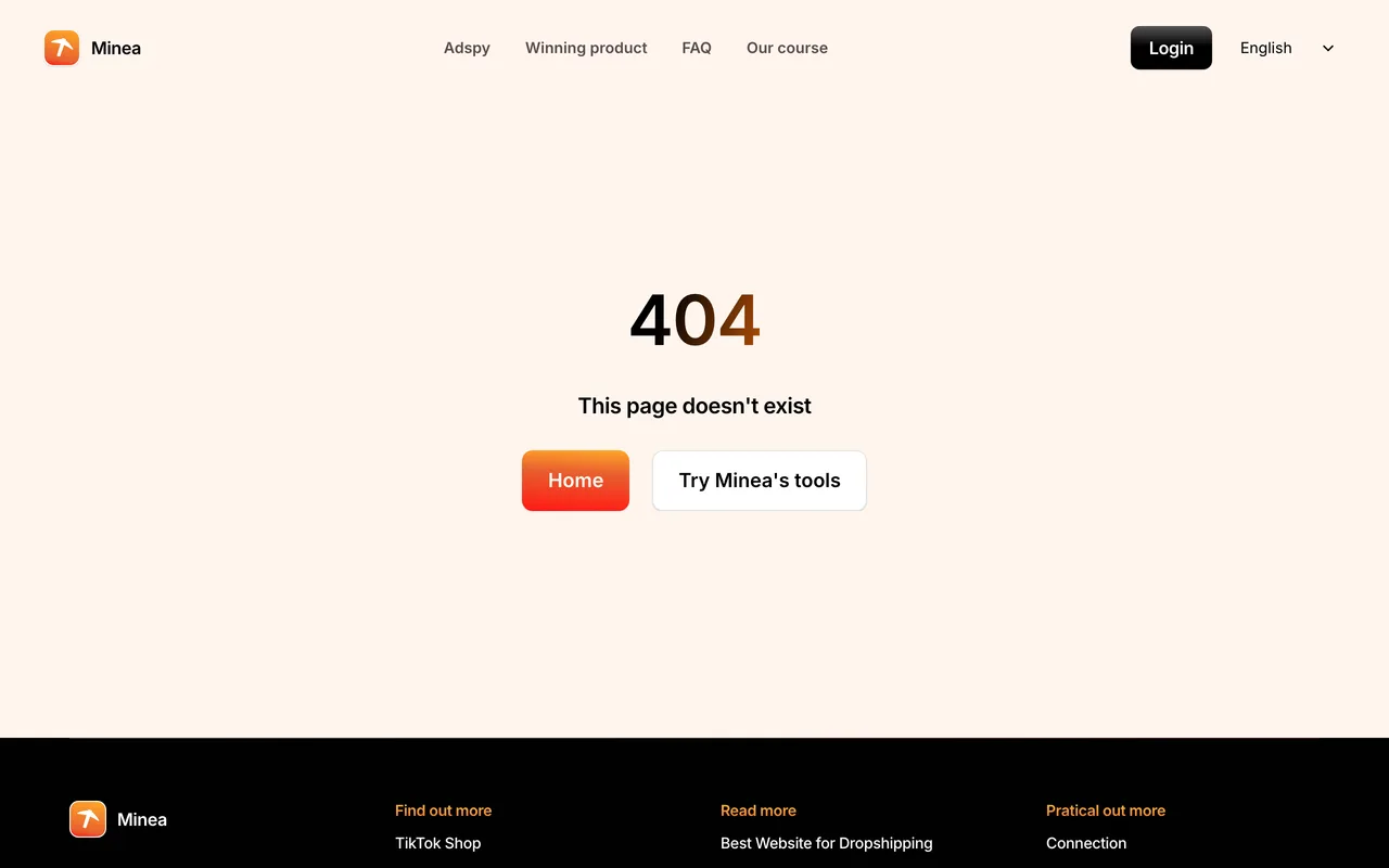Minea homepage, cross-platform ad and product discovery