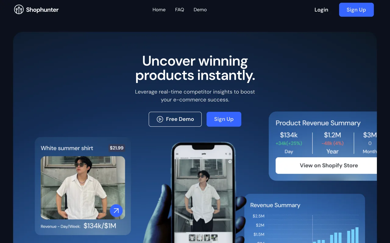 Shophunter homepage